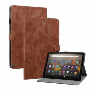 For Amazon Fire HD 8 2020 Tiger Pattern PU Tablet Case With Sleep / Wake-up Function(Brown)