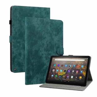 For Amazon Fire HD 8 2020 Tiger Pattern PU Tablet Case With Sleep / Wake-up Function(Dark Green)
