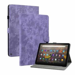 For Amazon Fire HD 10 2021/HD 10 Plus 2021 Tiger Pattern PU Tablet Case With Sleep / Wake-up Function(Purple)
