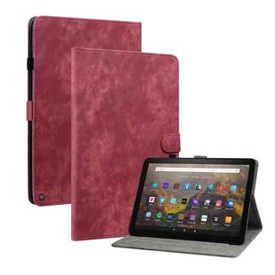 For Amazon Fire HD 10 2021/HD 10 Plus 2021 Tiger Pattern PU Tablet Case With Sleep / Wake-up Function(Red)
