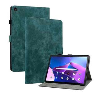 For Lenovo Tab M10 10.1 3rd Gen Tiger Pattern PU Tablet Case(Dark Green)