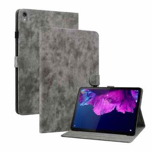 For Lenovo Tab P11/Pad Plus 2011 Tiger Pattern PU Tablet Case(Grey)