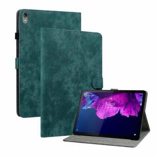 For Lenovo Tab P11/Pad Plus 2011 Tiger Pattern PU Tablet Case(Dark Green)