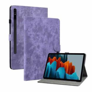 For Samsung Galaxy Tab S7+/Tab S8+/S7 FE Tiger Pattern PU Tablet Case(Purple)