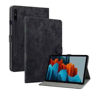 For Samsung Galaxy Tab S7+/Tab S8+/S7 FE Tiger Pattern PU Tablet Case(Black)