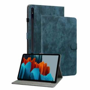 For Samsung Galaxy Tab S9 Tiger Pattern Flip Leather Tablet Case(Dark Blue)