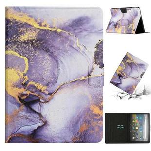 For Amazon Kindle HD 10 2021 Marble Pattern Smart Leather Tablet Case(Purple)