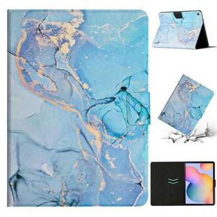 For Samsung Galaxy Tab A7 10.4 2020 T500 Marble Pattern Smart Leather Tablet Case(Blue)