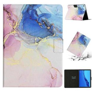 For Huawei MediaPad M5 Lite Marble Pattern Smart Leather Tablet Case(Pink Blue)