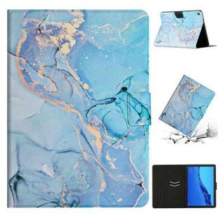 For Huawei MediaPad M5 Lite Marble Pattern Smart Leather Tablet Case(Blue)