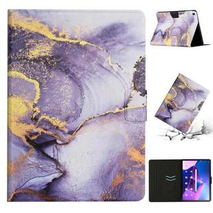 For Lenovo M10 Plus Marble Pattern Smart Leather Tablet Case(Purple)