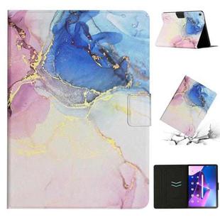 For Lenovo M10 Plus Marble Pattern Smart Leather Tablet Case(Pink Blue)