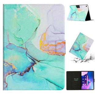 For Lenovo M10 Plus Marble Pattern Smart Leather Tablet Case(Green)
