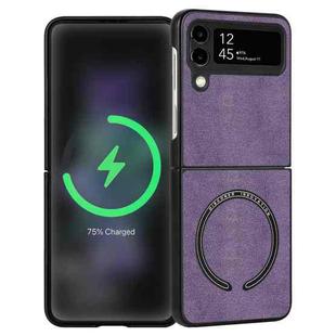 For Samsung Galaxy Z Flip4 Lambskin Texture MagSafe Magnetic Phone Case(Purple)