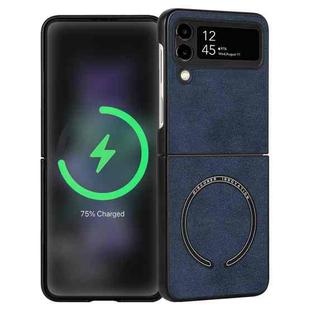 For Samsung Galaxy Z Flip4 Lambskin Texture MagSafe Magnetic Phone Case(Dark Blue)