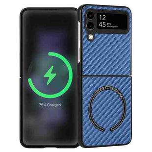 For Samsung Galaxy Z Flip4 Carbon Fiber Texture MagSafe Magnetic Phone Case(Blue)