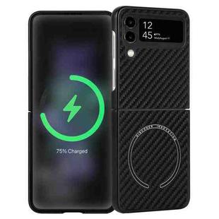 For Samsung Galaxy Z Flip4 Carbon Fiber Texture MagSafe Magnetic Phone Case(Black)