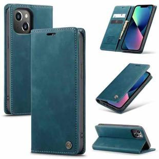 For iPhone 14 CaseMe-013 Multifunctional Retro Frosted Leather Phone Case (Blue)