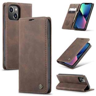 For iPhone 14 CaseMe-013 Multifunctional Retro Frosted Leather Phone Case (Coffee)