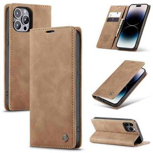 For iPhone 14 Pro CaseMe-013 Multifunctional Retro Frosted Leather Phone Case(Brown)