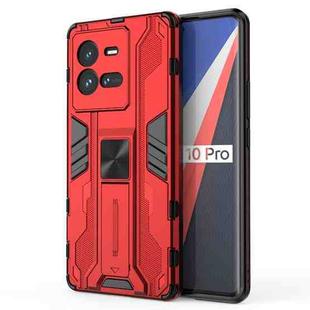 For vivo iQOO 10 Pro Supersonic PC + TPU Shock-proof Protective Phone Case with Holder(Red)