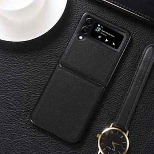 For Samsung Galaxy Z Flip4 5G Genuine Leather Shockproof Protective Phone Case(Black)