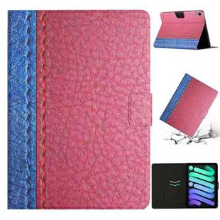 For iPad mini 6 Stitching Solid Color Smart Leather Tablet Case(Rose Red)