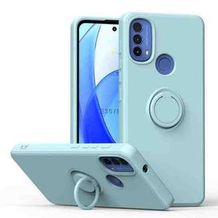 For Motorola Moto E30/E40 Ring Kickstand Silicone Phone Case(Light Cyan)