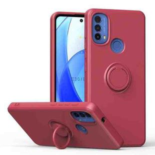 For Motorola Moto E30/E40 Ring Kickstand Silicone Phone Case(Hawthorn Red)