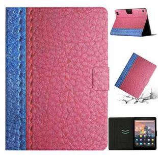 For Amazon Kindle Fire HD 7 2019/2017/2015 Stitching Solid Color Smart Leather Tablet Case(Rose Red)