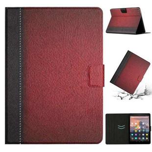 For Amazon Kindle Fire HD 8 2018/2017/2016 Stitching Solid Color Smart Leather Tablet Case(Red)