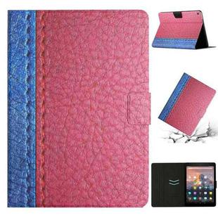 For Amazon Kindle Fire HD 10 2015 Stitching Solid Color Smart Leather Tablet Case(Rose Red)