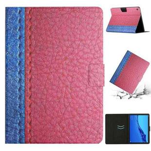 For Huawei MediaPad M5 Lite Stitching Solid Color Smart Leather Tablet Case(Rose Red)