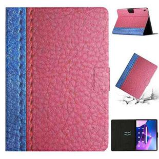 For Lenovo Tab M10 Plus Stitching Solid Color Smart Leather Tablet Case(Rose Red)