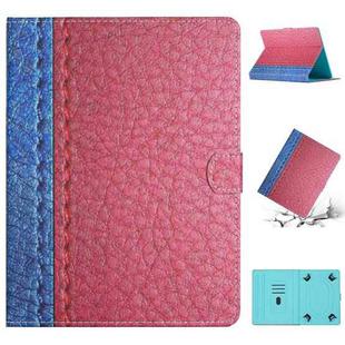 For 10 inch Tablet Stitching Solid Color Leather Tablet Case(Rose Red)