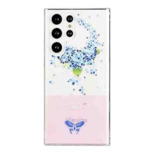For Samsung Galaxy S21 Ultra 5G Bronzing Butterfly Flower Phone Case(Hydrangea)