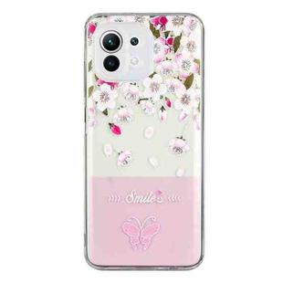 For Samsung Galaxy A73 Bronzing Butterfly Flower Phone Case(Peach Blossoms)