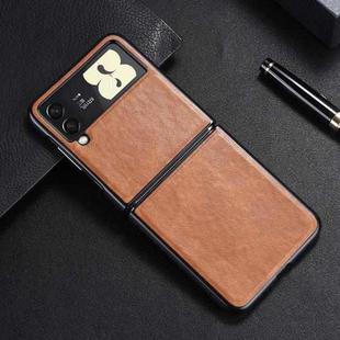 For Samsung Galaxy Z Flip4 5G Leather Shockproof Protective Phone Case(Brown)