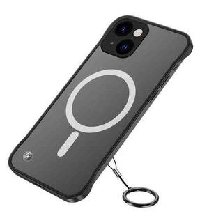 For iPhone 14 Metal Lens Frosted Magsafe Phone Case (Black)
