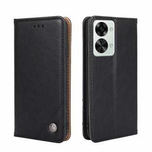 For OnePlus Nord 2T Non-Magnetic Retro Texture Horizontal Flip Leather Phone Case(Black)