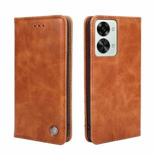 For OnePlus Nord 2T Non-Magnetic Retro Texture Horizontal Flip Leather Phone Case(Brown)