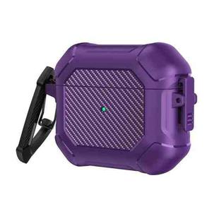 Carbon Brazing Dimension TPU+PC Headphone Protective Cover with Switch Lock & Carabiner For AirPods 3(Purple)