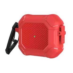Carbon Brazing Dimension TPU+PC Headphone Protective Cover with Switch Lock & Carabiner For AirPods 3(Red)
