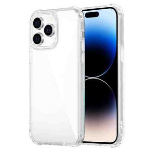 For iPhone 14 Pro Stereo Sound Design Shockproof TPU + Glass Phone Case(Transparent)