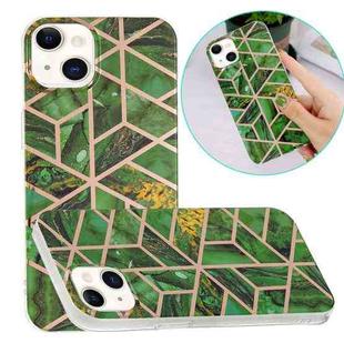 For iPhone 14 Electroplating Soft TPU Phone Case (Green Rhombus)