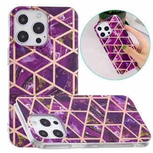 For iPhone 14 Pro Electroplating Soft TPU Phone Case(Purple Rhombus)