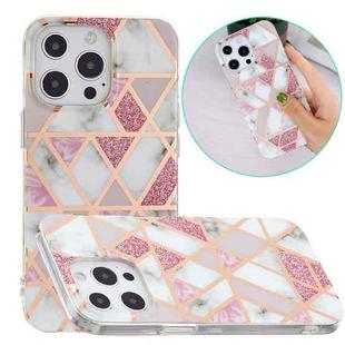 For iPhone 14 Pro Electroplating Soft TPU Phone Case(Pink White Rhombus)