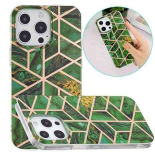 For iPhone 14 Pro Max Electroplating Soft TPU Phone Case (Green Rhombus)