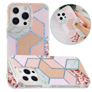 For iPhone 14 Pro Max Electroplating Soft TPU Phone Case (Pink Rhombus)