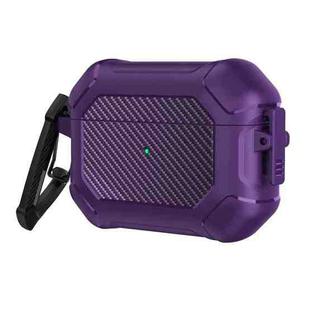 Carbon Brazing Dimension TPU+PC Headphone Protective Cover with Switch Lock & Carabiner For AirPods Pro(Purple)